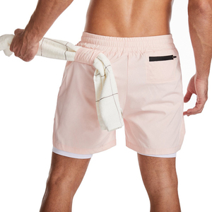 Shorts de sport pour hommes de haute qualité, respirants, à séchage rapide, avec cordon de serrage, taille mi-haute, motif uni, écologiques - Product Image 2