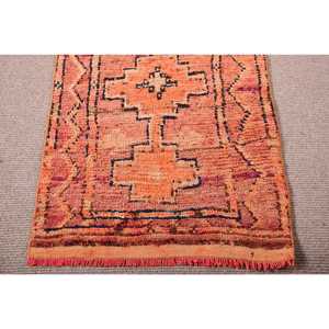 2.4x10.4 ft <b>Runner</b> Vintage <b>Rug</b>, Turkish <b>Rug</b>, Orange Black Animal Print Wool <b>Rug</b> - Product Image 5