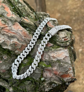 Chaîne à maillons cubains en diamant Moissanite VVS Iced Out Round Cut pour chaîne unique pour homme en argent sterling 925 - Product Image 2