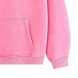 เสื้อฮู้ดสวมหัวผ้าคอตตอนฟลีซสำหรับผู้ชายเสื้อมีฮู้ดผ้าคอตตอนฟอกสีชมพูโลโก้ตามสั่งพิมพ์ลายถ่ายเทความร้อน - Product Image 2