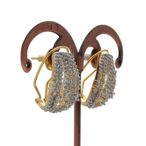 925 Silver Women's Round Cut Moissanite Diamond <b>Hoop</b> Earring <b>Gold</b> Plated Stud Earrings for Hip-hop Style Wedding Engagement Gift - Product Image 3