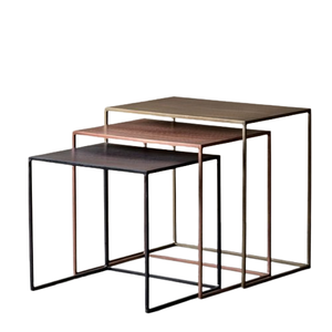 Juego de mesa auxiliar de hierro de 3 piezas con Tapa Rectangular Diseño único para muebles de sala de estar y dormitorio - Product Image 1