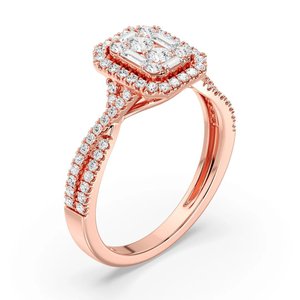 แหวนหมั้นทรงกลุ่มมรกตแบบเฮโล - Product Image 6