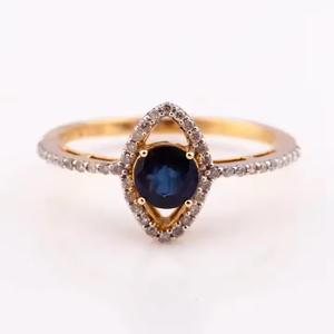 2024 femmes 14K or bijoux Dainty saphir diamant bague à la mode fiançailles mariage plaqué rhodium en gros 925 argent - Product Image 2