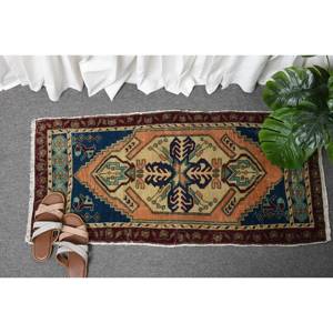 Large 1.7 X 3.6ft Bohemian Beige Black Wool <b>Rug</b> Classic Turkish Style Patchwork Pattern Latex Backing for Bedroom <b>Hallway</b> <b>Rug</b> - Product Image 4