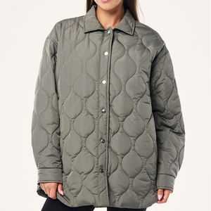 Élégant fermeture éclair boutonné femmes surdimensionné matelassé Shacket classique respirant boutons pression vêtements d'hiver veste personnaliser Logo - Product Image 1