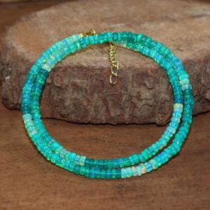 Green Opal Beaded Necklace Sterling Silver October Birthstone Necklace Natural Gemstone Jewelry Gift For Women - Product Image 4