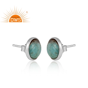 Pendiente de tuerca de piedras preciosas de cobre Mojave Natural de plata de ley fina superventas, joyería personalizada para mujer, regalo para ella - Product Image 2