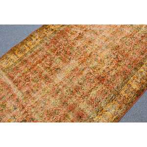 3.7x6.5 ft Turkish Area Rug, Orange <b>Yellow</b> Vintage Abstract <b>Wool</b> Rug - Product Image 5