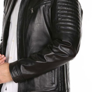 Chaqueta de Motociclista de Invierno para Hombre, de Cuero Vacuno Tejido y Revestido, con Cuello Alto, Bordado, Resistente al Viento, Transpirable y Ecológica - Product Image 6