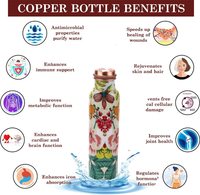 Botella de Agua de Cobre Puro 100% con Logotipo Personalizado, a Prueba de Fugas, Recipiente Ayurvédico, para Yoga y Viajes, Martillada, Ecológica, Unisex, de Acero Inoxidable