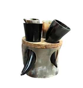 2025 Nuevo diseño 100% Calidad Premium Juego de cuernos de cerveza vikinga de 4 piezas Estilo de lámpara de sal con soporte de cuerno de Global Exports - Product Image 1