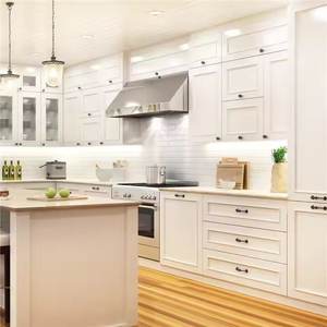 Gabinetes de cocina plegables completos listos para montar con diseño personalizado de fábrica, muebles de cocina con carcasa de tablero de partículas de isla - Product Image 1