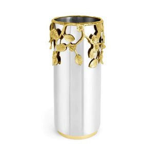 Vase à fleurs élégant en métal fabriqué à la main avec une feuille de palmier dorée en acier inoxydable décoratif pour la maison et la décoration de mariage - Product Image 1