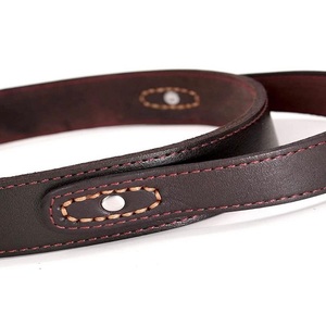 Collar de cuero pesado para perro, Material de calidad, bien construido, cosido fuerte, con mango y hebilla de doble pin chapada en níquel sólido - Product Image 2