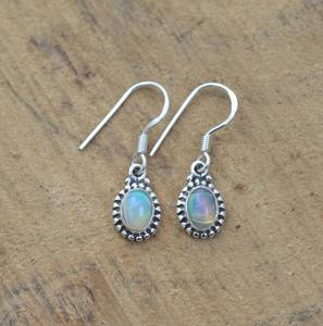 Boucles d'oreilles tendance en argent sterling 925 avec pierre précieuse opale, bijoux faits à la main en argent, style bohème, bijoux pour femmes, cadeau pour filles - Product Image 4