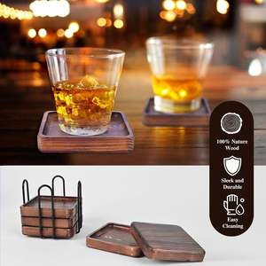 Sophisticated Handcrafted Walnut <b>Wooden</b> Coasters Elegant <b>Mat</b>/Pad Set for Home Decor and <b>Table</b> Decoration - Product Image 6