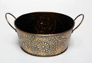 Iron <b>Garden</b> Round Planter With Embossed Brass <b>Antique</b> Planter <b>for</b> Home Decoration Planter Wholesale and Manufacturing - Product Image 5