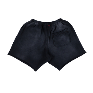 Shorts amples en coton épais de haute qualité pour homme, avec logo personnalisé, couleur noir délavé, style streetwear, molletonné, pour la gym et les loisirs - Product Image 6