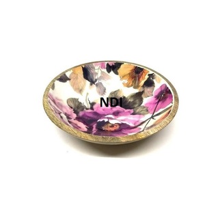 Cuenco de madera para servidor de cereales con acabado de esmalte interior, cuenco de servicio de diseño moderno decorativo de madera Natural para uso diario - Product Image 1