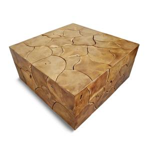 Table basse Unika en bois de teck massif couleur laquée naturelle de haute qualité pour l'intérieur et l'extérieur. - Product Image 3