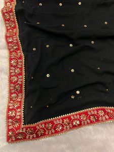 Secuencia de bordado tradicional de Sari de diseñador étnico Georgette elegante de boutique India para fiestas de verano de invierno exclusivas - Product Image 5