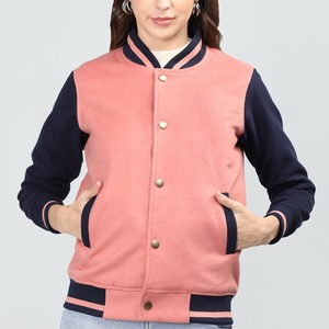Nouveau design best-seller veste universitaire pour femmes veste boutonnée décontractée coupe ajustée veste universitaire à manches de couleur contrastée - Product Image 5