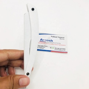 Professional Custom Logo <b>White</b> Coating Manual Straight Razor Sustainable Face <b>Body</b> Shaving Blade Wholesale Solid Stainless Steel - Product Image 3