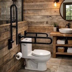 Barra de Apoyo para Inodoro en Forma de U de Aleación de Aluminio, Antideslizante, Montada en la Pared, Plegable, Diseño Moderno, Color Personalizado, Ayuda para la Vida Diaria - Product Image 1