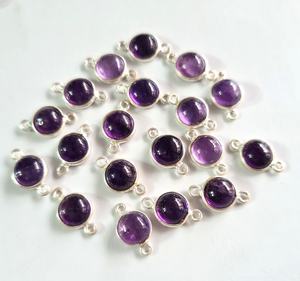 Collier en argent sterling véritable 925 avec cabochon d'améthyste violet naturel de 8mm serti d'une lunette en or 18 carats. - Product Image 3