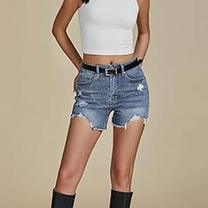 Plus Size <b>High</b> <b>Waist</b> Women's <b>Jeans</b> <b>Shorts</b> Comfortable and Breathable Sustainable Fashion Hot Sale - Product Image 5