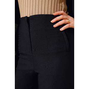 Pantalon en tissu noir pour femme Détails de poche Respirant froissé Taille haute Taille élastique XL Taille Baggy Pantalon de style coréen - Product Image 2