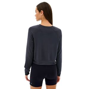 Sweat-shirt court en coton mélangé pour femme coupe régulière col rond pull décontracté haut manches longues pour automne printemps pour l'hiver - Product Image 3