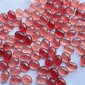 Natural <b>Strawberry</b> Quartz Oval Cabochon Gemstone 10x14mm Flat Back Loose Gemstones - Product Image 1