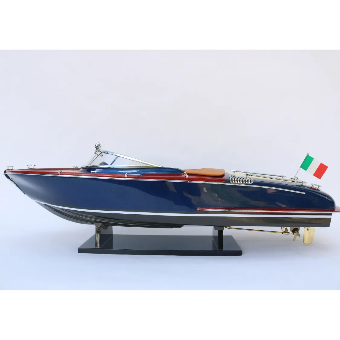 24" RIVA AQUARIVA DARK BLUE SPEED BOAT MODEL - DISPLAY WOODEN MODEL BOAT FOR SOUVENIR - HANDICRAFT ITEM FOR DECORATION