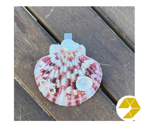 Handmade seashell hair clip ocean inspired hair clip for girls with crab claw accent and bulk summer discount <b>offer</b> - Product Image 4