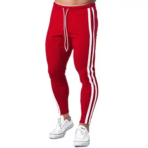 빨간 캐주얼 바지 남성 면 슬림 조거 운동복 가을 훈련 바지 남성 체육관 피트니스 하의 실행 스포츠 트랙팬츠