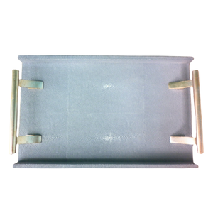 Plateau décoratif en fausse galuchat SHAGREEN DE RÉSINE avec poignée en acier inoxydable or brossé pour Table basse Table Console - Product Image 2