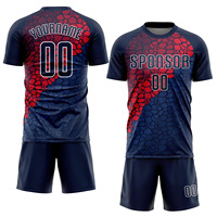 Uniforme de Fútbol Sublimado Personalizado, Jersey Azul Marino, Rosa y Azul Claro, Pantalones Cortos, Ropa Deportiva de Equipo, Fabricante de Calzado Atlético