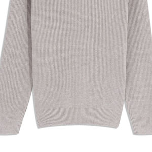 Customizable Cotton Beige Half-Zipper <b>Sweater</b> Breathable Anti-Wrinkle Oversized Fit with Front Logo Solid Pattern Outfit - Product Image 6