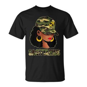 T-Shirt Mimetica Regina del Sagittario Nera da Donna con Cappellino con Segno Zodiacale Promozionale T-Shirt Capricorno - Product Image 1