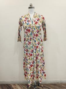 Robe longue en coton indien imprimée à la main, manches longues, style bohème, vêtements pour femmes, qualité supérieure - Product Image 2