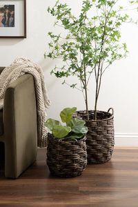 Ensemble de paniers rustiques en jacinthe d'eau tressés à la main avec poignées latérales – Rangement durable en fibre naturelle pour salon, buanderie et plantes - Product Image 6