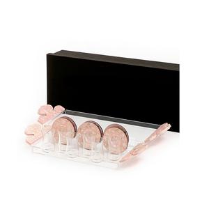 Ensemble de deux plateaux de service alimentaire en forme de rectangle en plateau de service à thé et café en acrylique avec sous-verres MOP à bas prix - Product Image 1