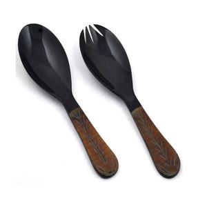 Ensemble de cuillères de service écologiques en corne de buffle pour cadeaux, design classique, finition miroir, manche long, durable, grain naturel - Product Image 3