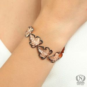 925 Sterling Rose Gold Leaf Pattern <b>Bracelet</b> for Gift Occasions - Product Image 1