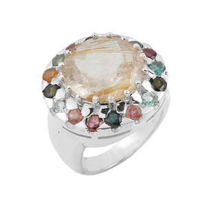 Conception de luxe exquise bagues en pierres précieuses multicolores en argent sterling 925 pour femmes - Product Image 1