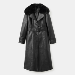 Manteau Trench en Cuir Véritable pour Femme, Tendance Hiver, Longueur Élégante, Texture Douce, Coupe-Vent, Écologique, Adapté pour - Product Image 1