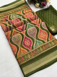 Saris en soie douce pour femmes en gros avec bordure tissée en zari pour vêtements indiens et pakistanais en stock - Product Image 4