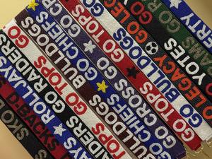 Hand made <b>beaded</b> REBS <b>Beaded</b> Purse Strap Blue and <b>Red</b> <b>Beaded</b> Shoulder Strap University Replacement Strap belt bag from India - Product Image 2